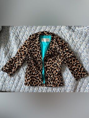 Trina Turk Women's Leopard Print 3-Button Lined Blazer Jacket Size 2